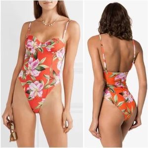 Mara Hoffman Swimsuit NEW One Piece Desiree High Cut Floral Small